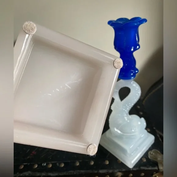 Imperial Vaseline glass candle holders